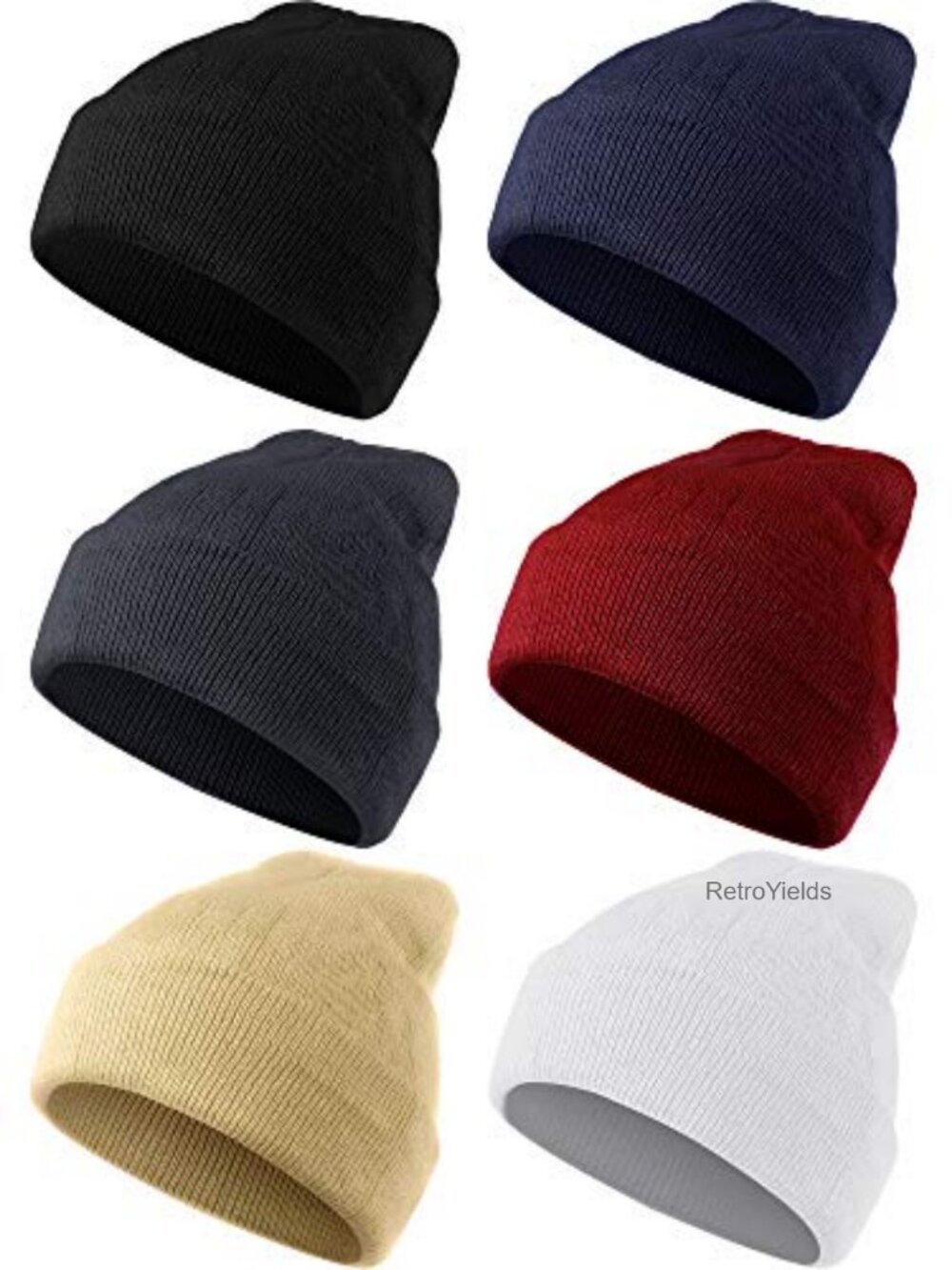 6 Pack Beanie Hats Winter Knit Skull Caps Men Women